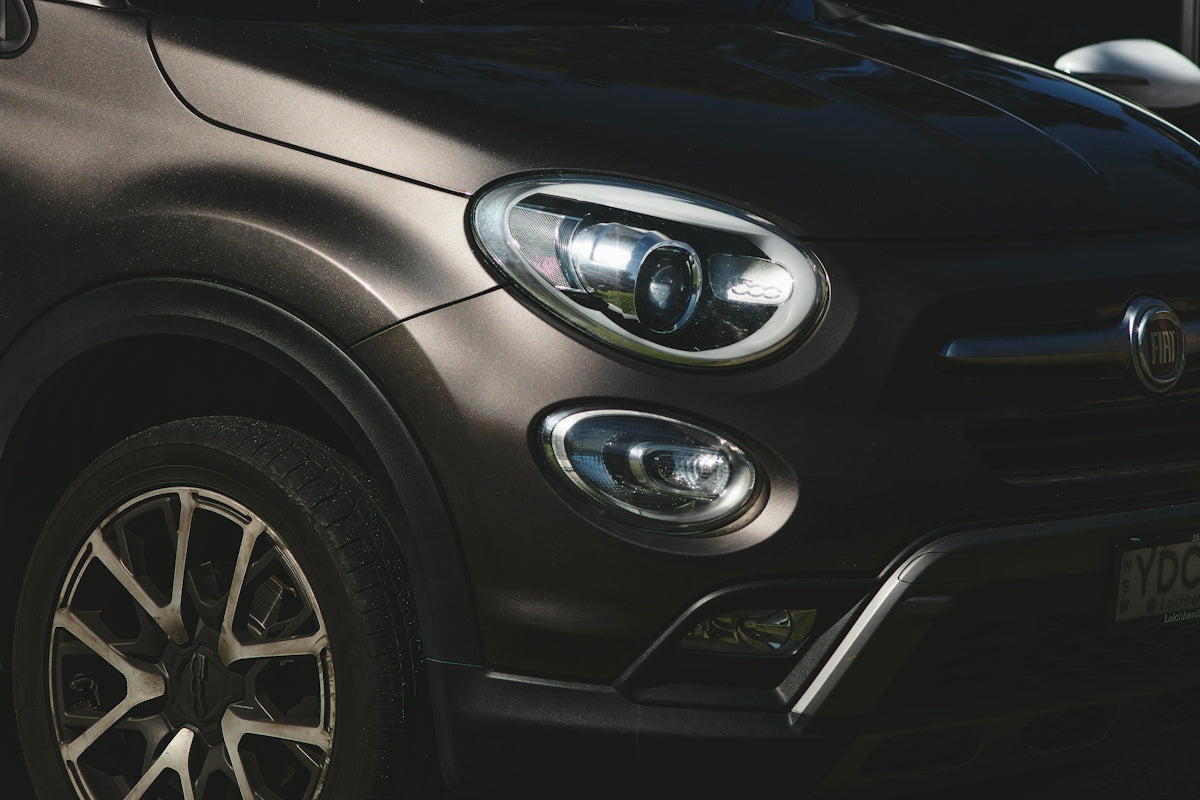 a close up of the front of a car