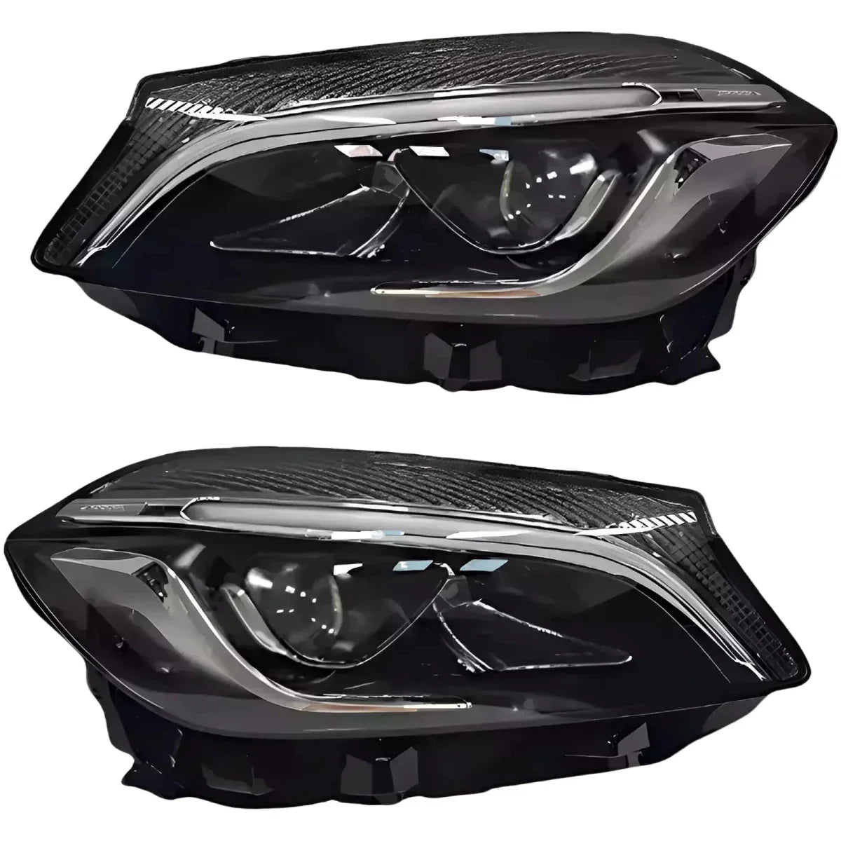 Pair of LED headlights for Mercedes A-Class W176, 2015-2018, reconditioned, black housing