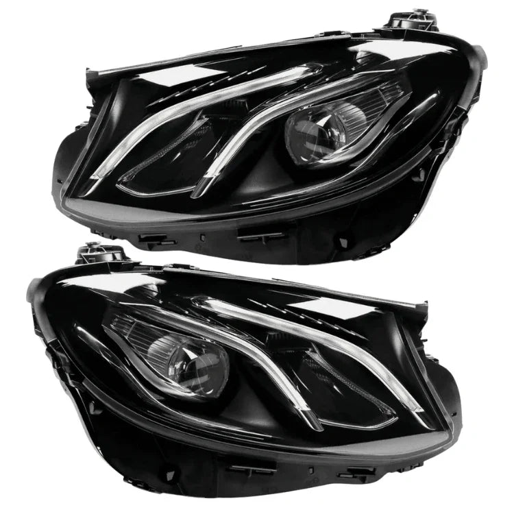 Pair of LED headlights for Mercedes E-Class W213 2017-2020, black housing, reconditioned
