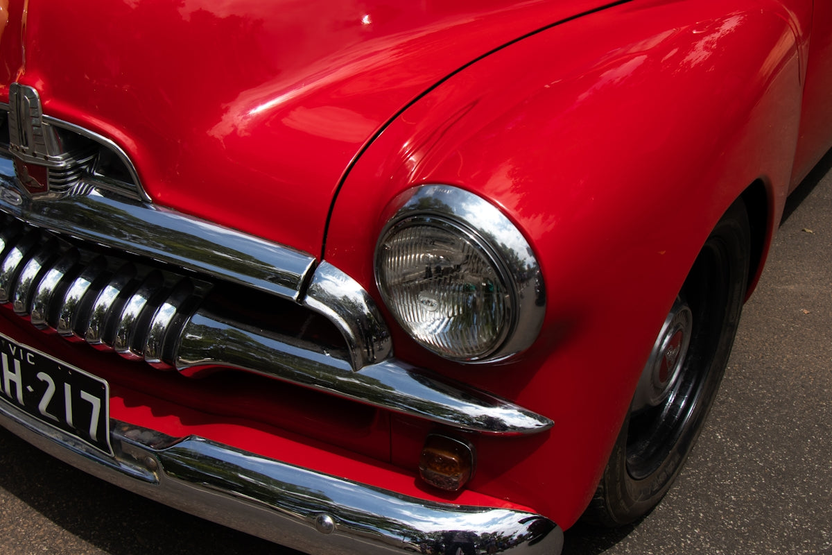 red and silver vintage car