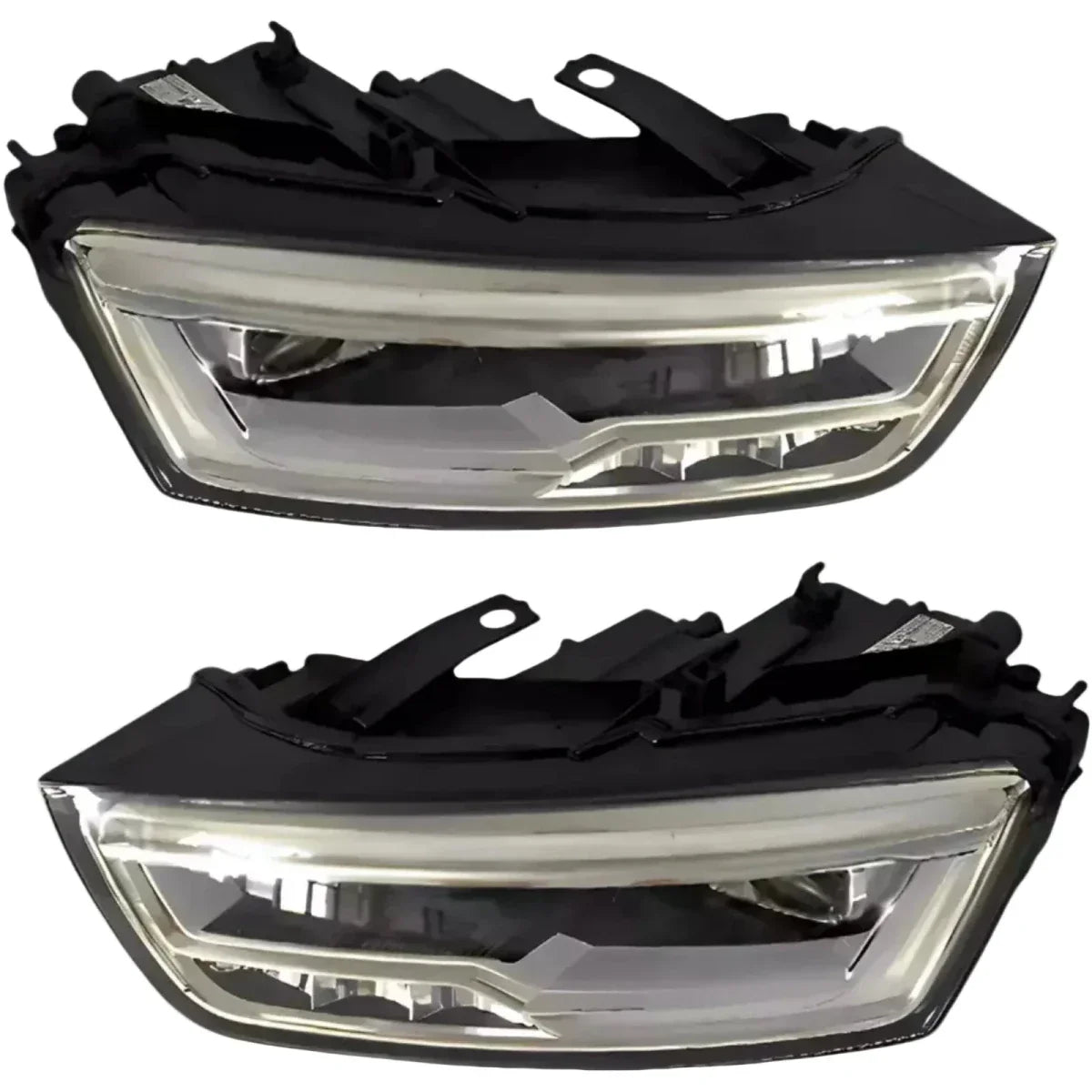 Pair of reconditioned Audi Q3 8U LED headlights, black housing, RHD LHD compatible