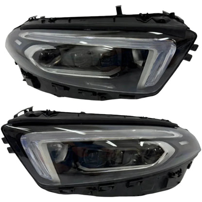 Pair of LED headlights for Mercedes A-Class W177 2019-2023, reconditioned, black housing