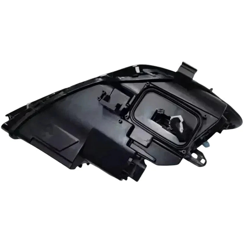 Rear view of reconditioned LED headlight for Mercedes CLA C117 2016-2019 on white background