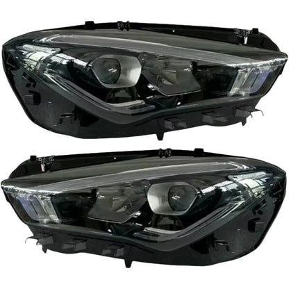 Pair of reconditioned LED headlights for Mercedes-Benz CLA C118 2020-2023, black housing