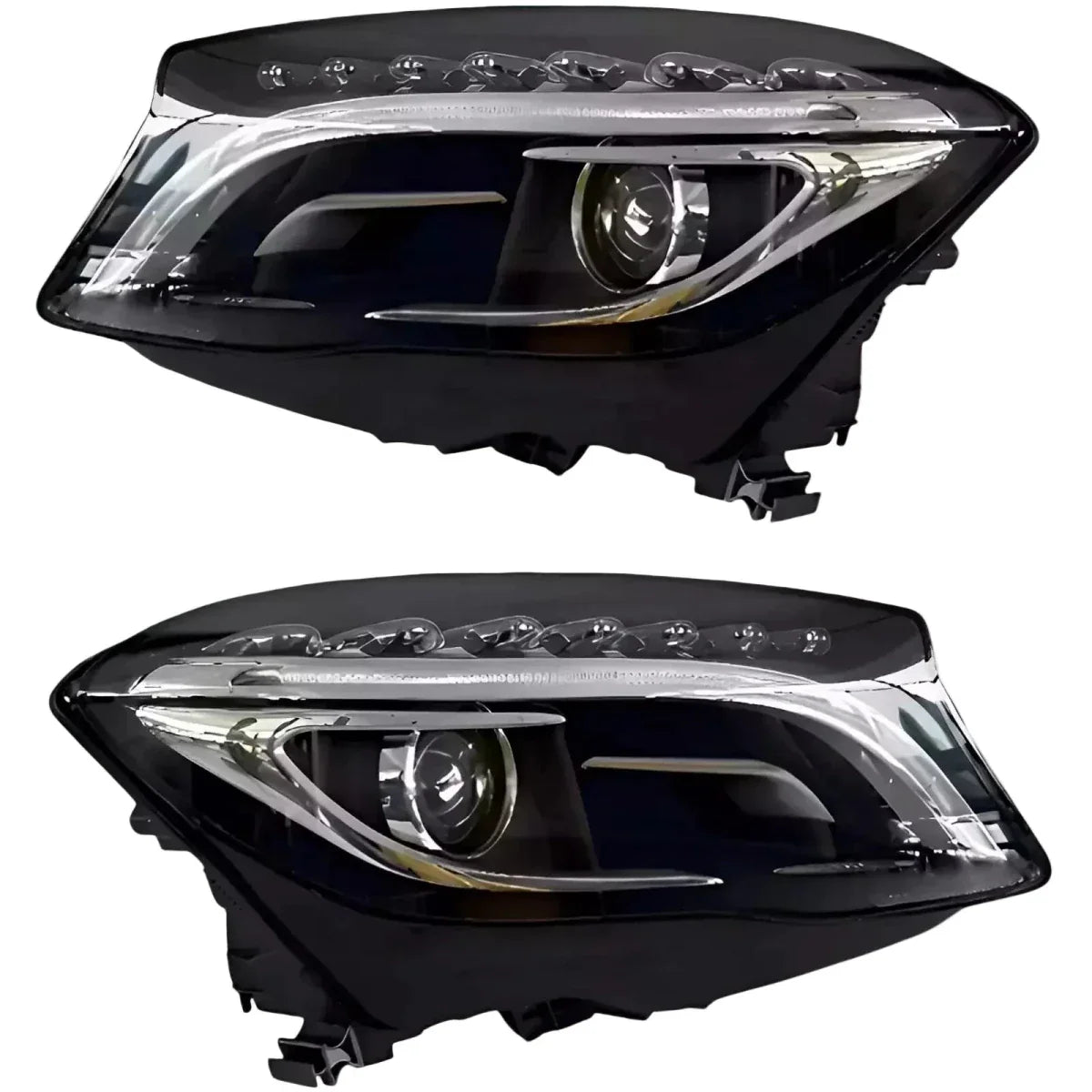 Pair of reconditioned LED headlights for Mercedes-Benz GLA W156 2014-2016, black housing