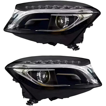 Pair of reconditioned LED headlights for Mercedes-Benz GLA W156 2014-2016, black housing