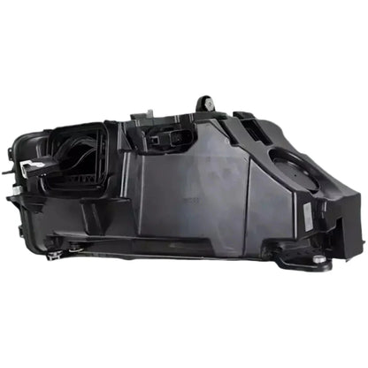Rear view of a reconditioned LED headlight for Mercedes GLC X253, black housing, wiring visible