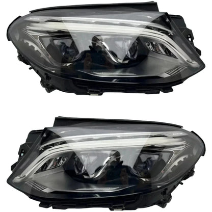 Pair of reconditioned LED headlights for Mercedes W166 GLE 2015-2018, black housing