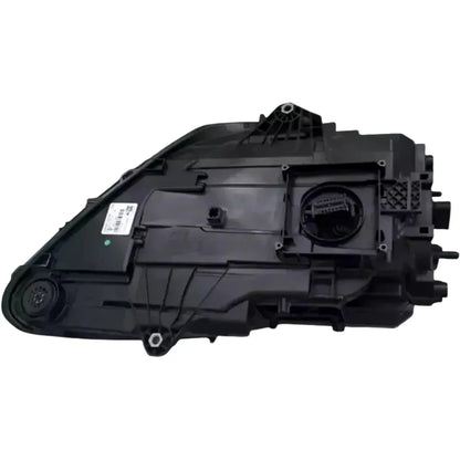 Rear view of a reconditioned LED headlight for Porsche Macan 2019-2023, black housing
